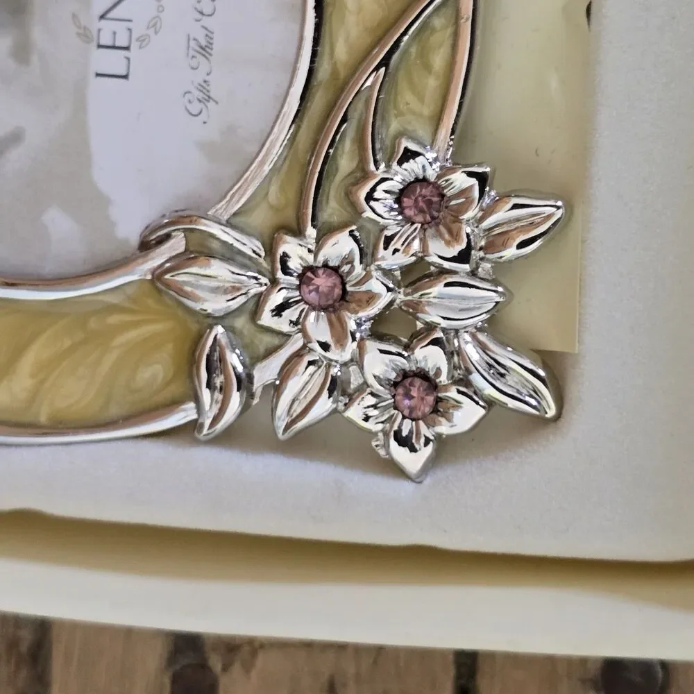 Lenox Picure Frames Vintage Jewel Set of 3 Silverplated Floral Desktop 3x3
